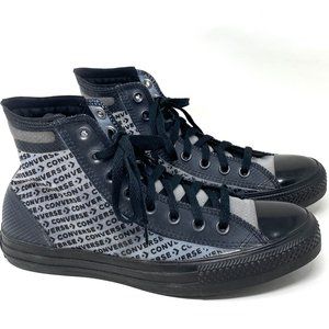 CONVERSE Mens Size CTAS Black Canvas High Top Logo Transparent Sneakers 165668C